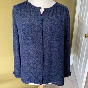 Loft blouse. Blue and black animal print. NWOT.